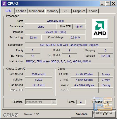 Разгон процессора AMD A8-3850