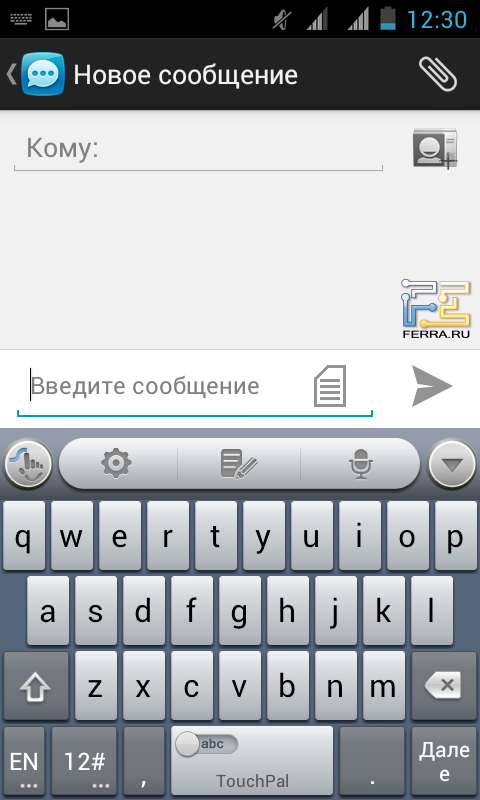 Клавиатура TouchPal на Alcatel One Touch 993D