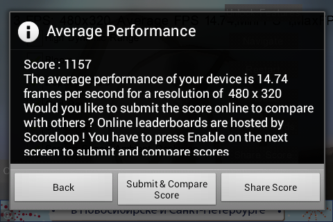 Результаты MegaFon Login 2 в программе Relative Benchmark