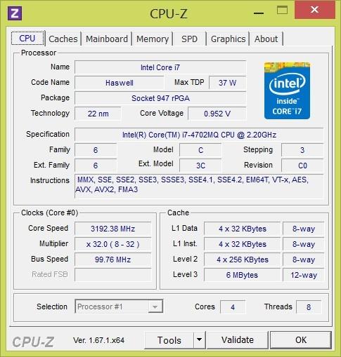 Характеристики процессора Intel Core i7-4702MQ