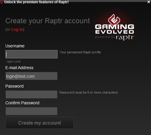 Создание аккаунта в AMD Gaming Evolved App