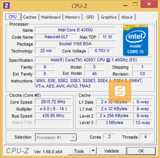 Характеристики Intel Core i5-4210Y