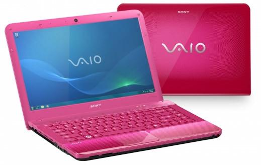 Sony VAIO VPC-EA1S1R/P
Серия Sony VAIO E включает очень разнообразные модели. Они могут иметь диагональ экрана от 14,0" до 17,3", у них сильно может разниться конфигурация и, соответственно, стоимость. VPC-EA1S1R/P — это 14,0-дюймовый ноутбук с очень вычурным дизайном. Впрочем, в этом виноват прежде всего ярко-розовый цвет корпуса. Надо заметить, что в линейке еще присутствуют голубой и кислотно-зеленый варианты. Определенно, это имиджевая модель.
В плане конфигурации она также не обидит, несмотря на свои сравнительно компактные размеры. К примеру, за 37 тысяч вы получите модификацию данного VAIO E с быстрым процессором Core i5, четырьмя гигабайтами оперативной памяти, жестким диском на 500 Гбайт и довольно быстрой дискретной видеокартой ATI Mobility Radeon HD 5145. Добавьте ко всему этому еще и превосходный экран с разрешением 1600х900, что для 14 дюймов редкость.
С эргономикой у такого VAIO E обычная ситуация — клавиатура удобная, но без цифрового блока. Но последним 14-дюймовые ноутбуки не комплектуются из-за ограниченной площади. Зато сенсорная панель большая. Неплохой вариант для тех, кто хочет удобный, но в то же время компактный и броский в плане внешности ноутбук.

Sony VAIO VPC-EA1S1R/P
Серия Sony VAIO E включает очень разнообразные модели. Они могут иметь диагональ экрана от 14,0" до 17,3", у них сильно может разниться конфигурация и, соответственно, стоимость. VPC-EA1S1R/P — это 14,0-дюймовый ноутбук с очень вычурным дизайном. Впрочем, в этом виноват прежде всего ярко-розовый цвет корпуса. Надо заметить, что в линейке еще присутствуют голубой и кислотно-зеленый варианты. Определенно, это имиджевая модель.
В плане конфигурации она также не обидит, несмотря на свои сравнительно компактные размеры. К примеру, за 37 тысяч вы получите модификацию данного VAIO E с быстрым процессором Core i5, четырьмя гигабайтами оперативной памяти, жестким диском на 500 Гбайт и довольно быстрой дискретной видеокартой ATI Mobility Radeon HD 5145. Добавьте ко всему этому еще и превосходный экран с разрешением 1600х900, что для 14 дюймов редкость.
С эргономикой у такого VAIO E обычная ситуация — клавиатура удобная, но без цифрового блока. Но последним 14-дюймовые ноутбуки не комплектуются из-за ограниченной площади. Зато сенсорная панель большая. Неплохой вариант для тех, кто хочет удобный, но в то же время компактный и броский в плане внешности ноутбук.