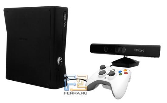 Xbox 360 Slim, Kinect и стандартный геймпад