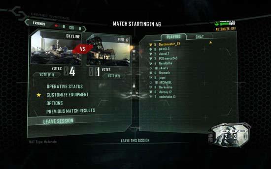 Crysis 2 — В ожидании загрузки новой карты можно позубоскалить с оппонентами в чате или похвастаться своей карточкой игрока — словом, все как в Call of Duty: Modern Warfare 2
