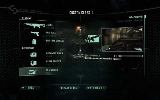 В отличие от игр серии Call of Duty, перки в Crysis 2 имеют не только текстовое описание, но и демонстрационное видео, в котором видно, как работает та или иная способность