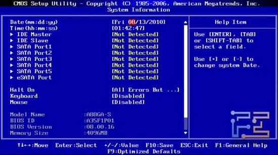 BIOS Setup материнской платы Foxconn A88GA-S