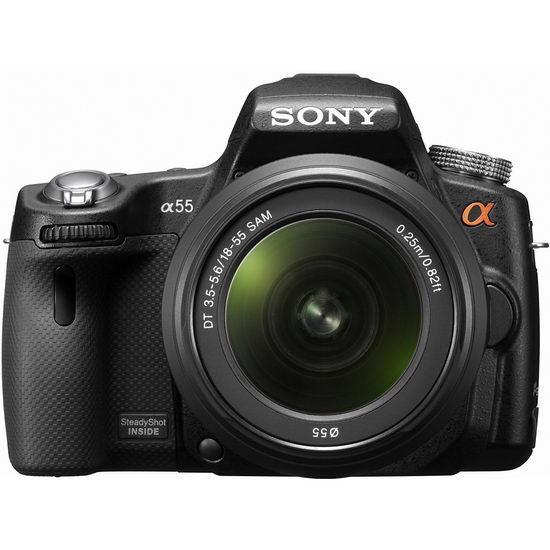 Sony Alpha A55 спереди: подходят все те же объективы байонета A