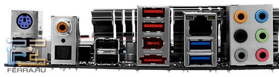 Набор интерфейсов на задней панели платы TP67XE