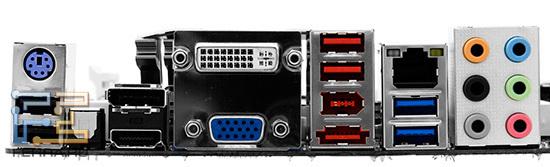 Интерфейсы задней панели платы Biostar TH67XE