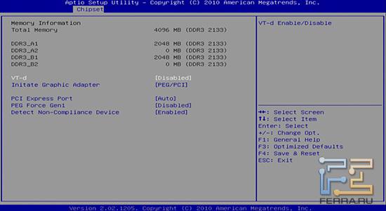 В настройках северного моста немного опций
