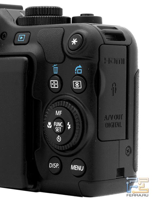 Элементы управления на задней панели Canon Powershot G12