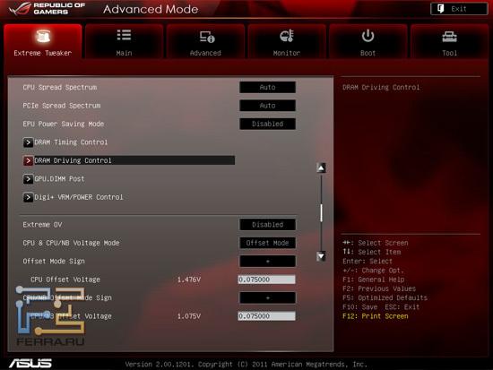 Extreme Tweaker в UEFI BIOS на материнской плате ASUS Crosshair V Formula