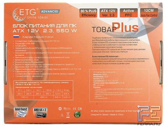 Коробка блока ETG ESP-550-12H-A, вид сзади