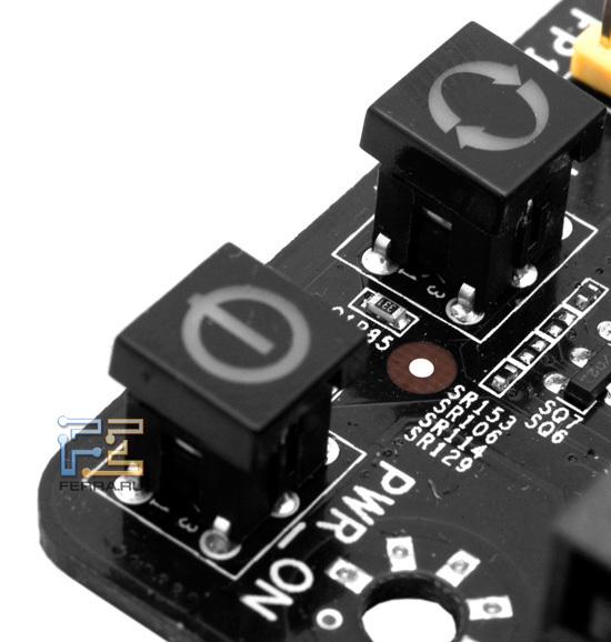 Кнопки Power и Reset на материнской плате Foxconn Rattler