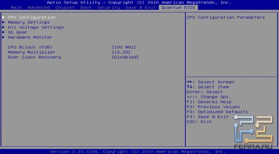 Quantum BIOS в UEFI BIOS на материнской плате Foxconn Rattler