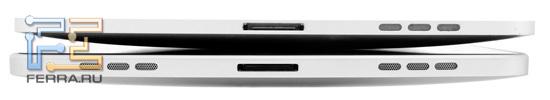 MIReader M10 (снизу) и Apple iPad, вид снизу
