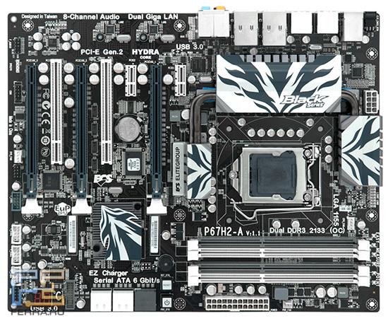 ECS Elitegroup P67H2-A, вид сверху…