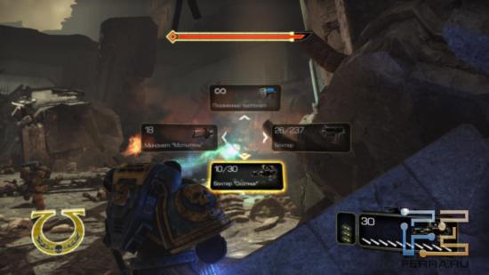 Меню выбора оружия в Warhammer 40.000: Space Marine простое и удобное