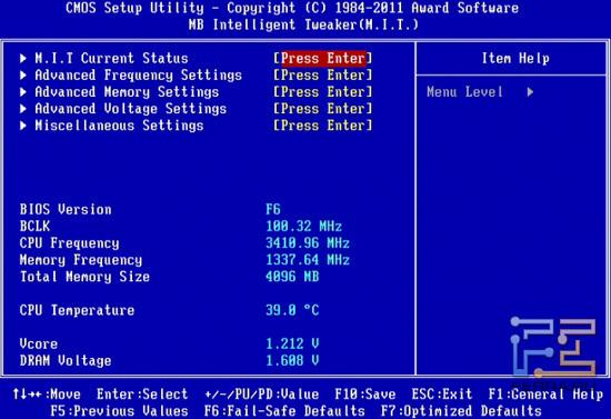 BIOS Setup материнской платы Gigabyte GA-Z68X-UD4-B3