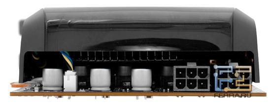 GTX 470 также обходится двумя шестиштырьковыми разъемами, но ее энергопотребление значительно выше