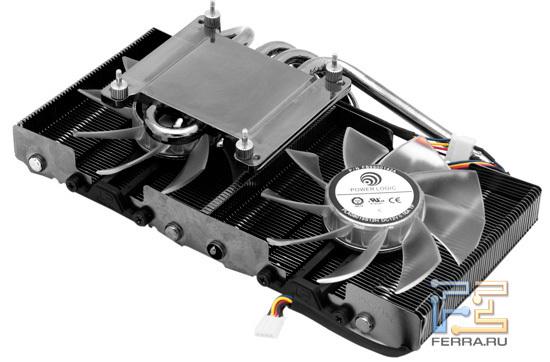 Демонтированная сиситема охлаждения Palit GTX 560 Ti Twin Light Turbo 1024