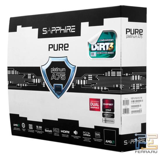 Фотография упаковки Sapphire Pure Platinum A75 с лицевой стороны
