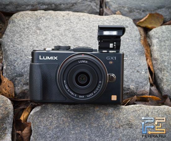 Panasonic Lumix GX1 с возведенной вспышкой