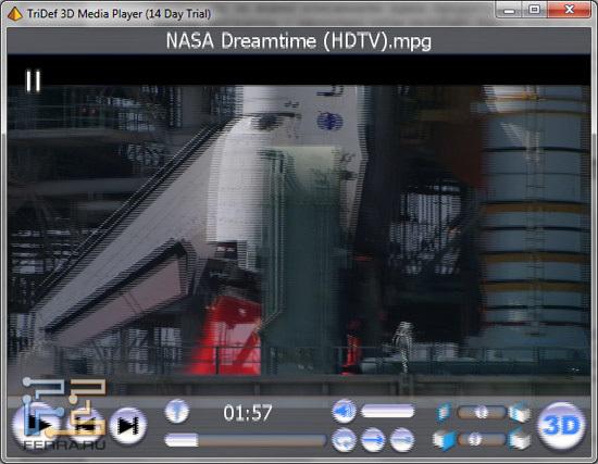 Чересстрочный 3D-режим TriDef 3D Media Player