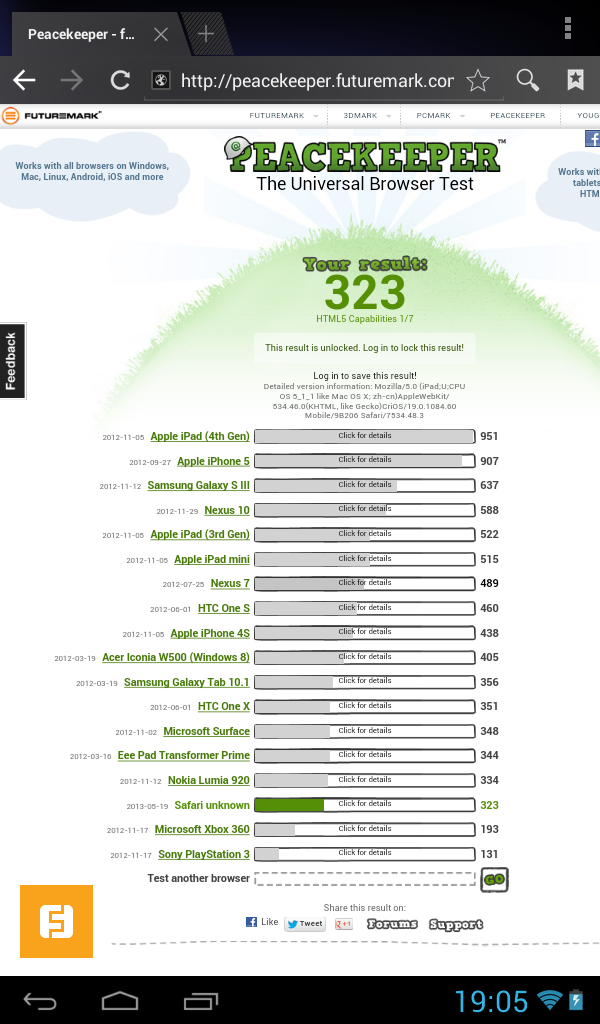 Результаты Peacekeeper для IconBit NetTab Matrix Ultra NT-0704M