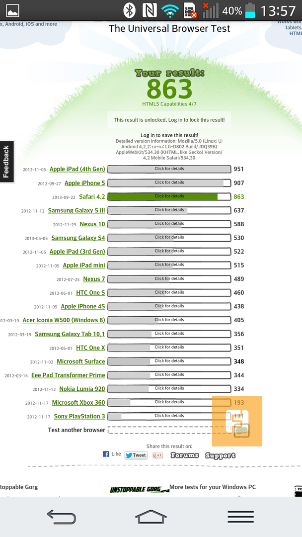 Стандартный браузер использует user-agent Safari, но демонстрирует хорошую производительность в тесте Peacekeeper