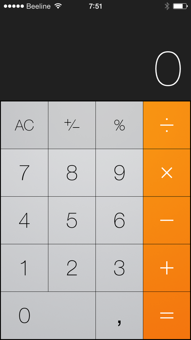 Калькулятор в iOS 7 на iPhone 5C