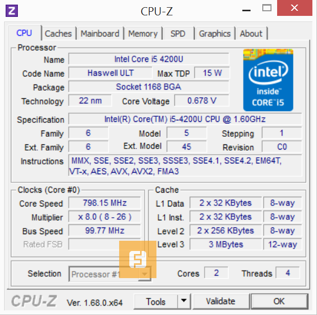 Характеристики Intel Core i5-4200U