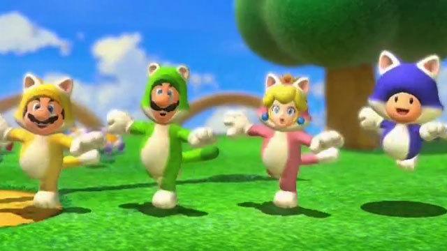 Super Mario 3D World рекламирует способность героев носить кошачьи костюмы