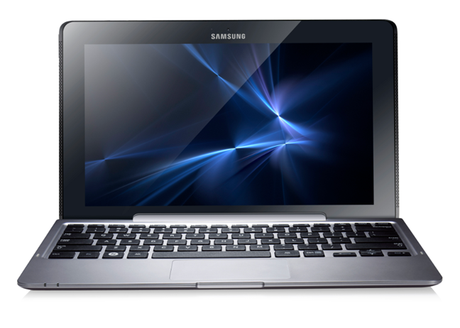 Samsung Smart PC Pro 700T1C, подключённый к док-станции, вид спереди