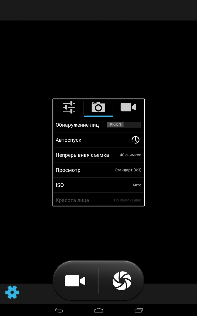 Интерфейс камеры Wexler.TAB 10q