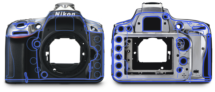 Схема уплотнительных прокладок на корпусе Nikon D600