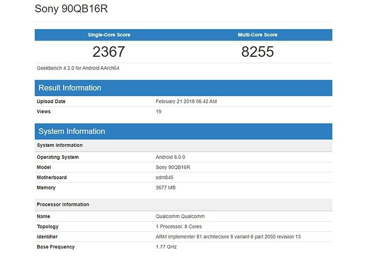 Предварительные замеры производительности Sony Xperia XZ2 и XZ2 Compact в бенчмарке Geekbench 4