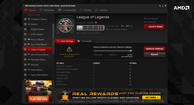 AMD Gaming Evolved Control Center
