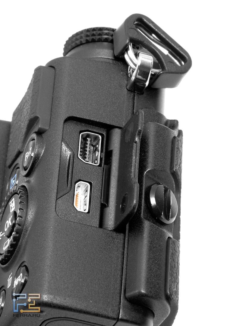 Разъемы USB и HDMI на правом торце Olympus Stylus XZ-2