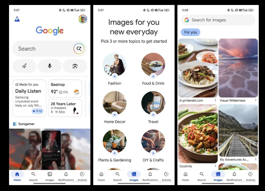 В приложении Google появился аналог Pinterest — раздел “Изображения”