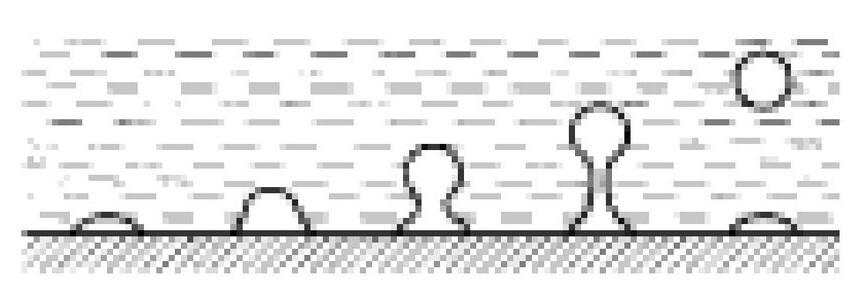 При нагреве пузырек увеличивается за счёт выделения в него газа и отрывается от дна, когда подъёмная сила будет немного больше прижимающей