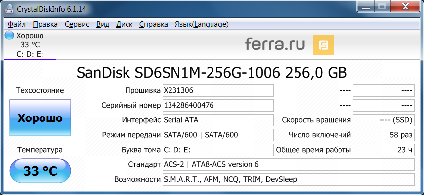 Характеристики твердотельного накопителя HP EliteBook Folio 1040 G1