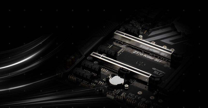 Стальные слоты для видеокарт в матплате ASRock Z370 Killer SLI