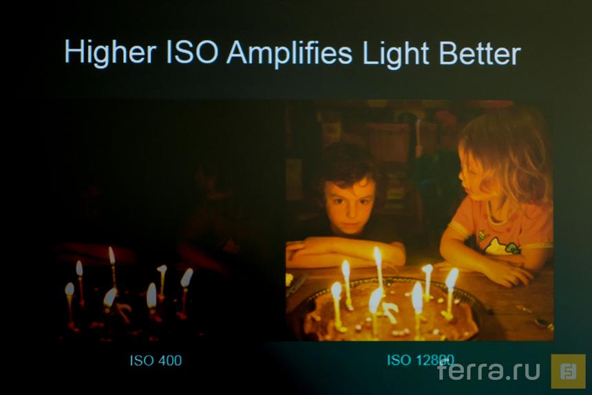 Огромный диапазон ISO позволяет снимать фото практически в режиме «ночного видения»