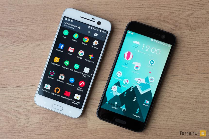 HTC 10 в серебристом и черном цвете