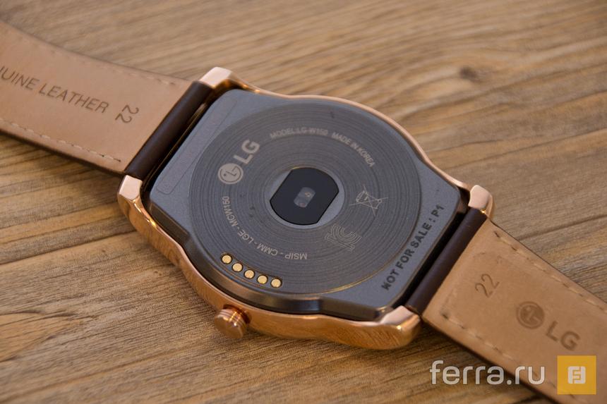 Монитор сердечного ритма и контакты для зарядки LG Watch Urbane