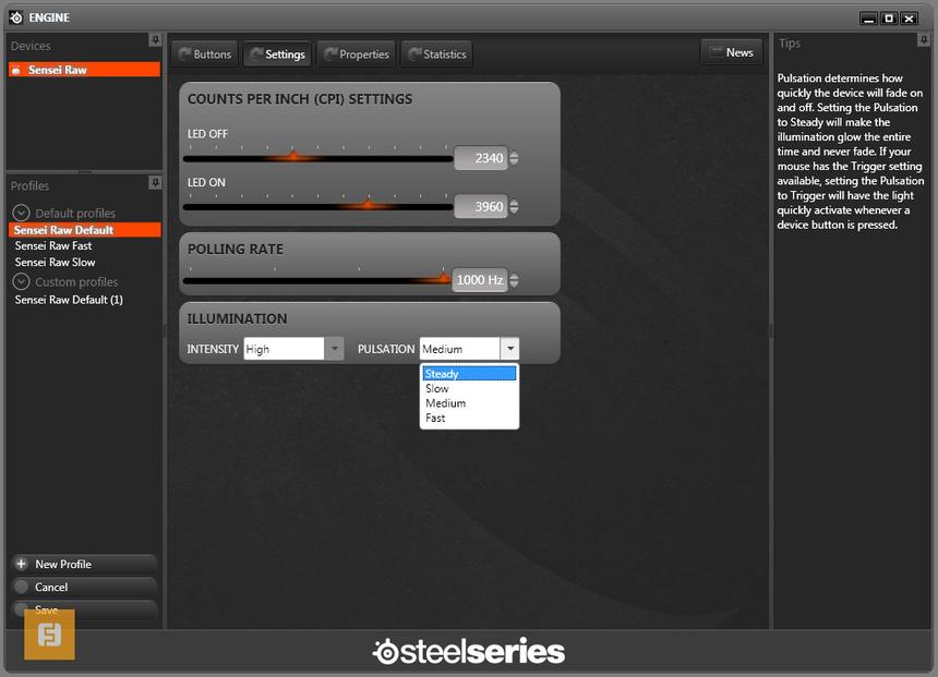 Вкладка Settings