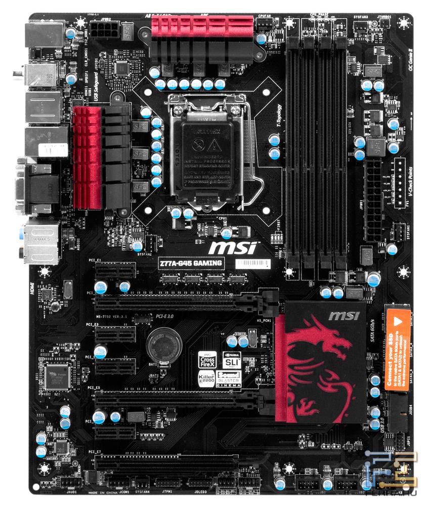 Материнская плата MSI Z77A G45 Gaming. Вид сверху