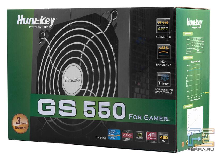 Блок питания HuntKey GS 550 в упаковке